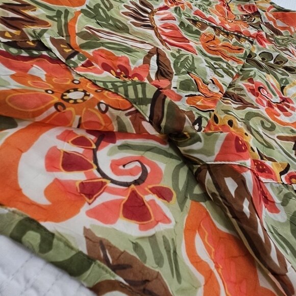 Alfred Dunner Top Women's 18 Green Orange Floral Fall Leaves Button Down Shirt - Picture 6 of 15